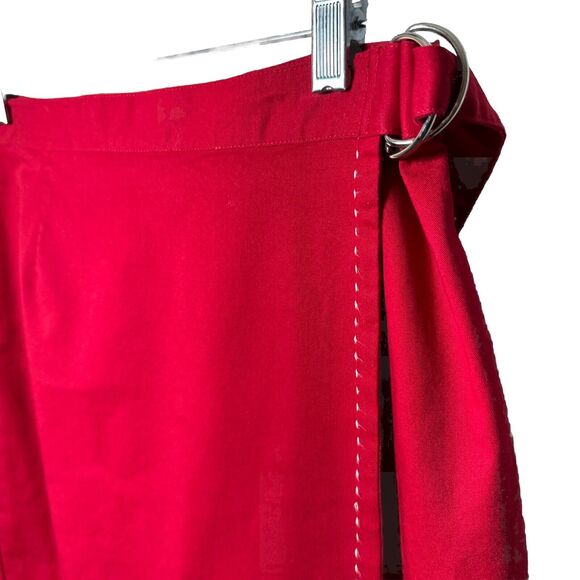 Red Wrap Skirt Vintage Midi Skirts Women's Stretchy Elastic Button Size 12 - Picture 3 of 12